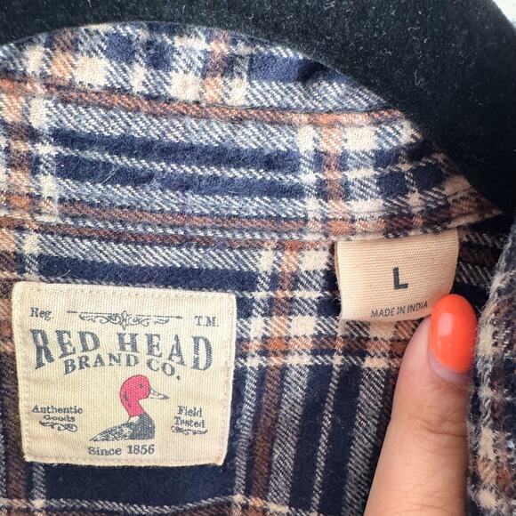 Redhead Blue + Brown Plaid Ultimate Flannel Shirt - Large - Picture 3 of 7